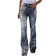thumbnail image 2 of ICHUANYI Clearance Womens Elastic Waist Stretch Printing Thin Stretch Skinny Button Pants Trousers(Blue, XXL) ICHUANYI WER2023081110466, 2 of 8