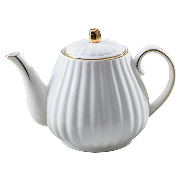 Elegant White Porcelain Coffee Pot with Gold Trim, European Style Teapot for Afternoon Tea, Luxury Gift and Decorative Home Decor