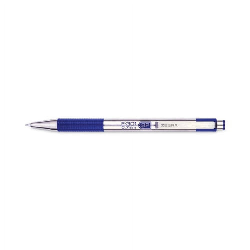 F-301 Ballpoint Pen, Retractable, Fine 0.7 Mm, Blue Ink, Stainless Steel/blue Barrel | Bundle of 2 Dozen