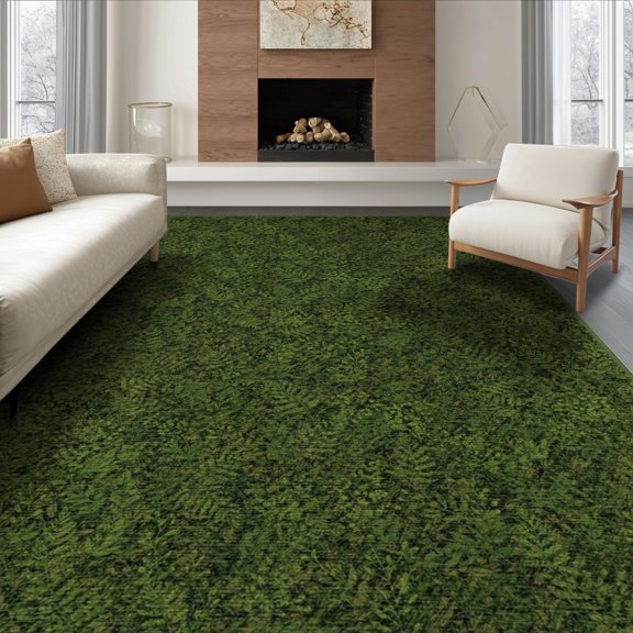 ODIKA 8'x10' Washable Area Rug Golf Deep Koi Forest Bug Chartreuse Clusters Tufted Pond Cartoon for King Size Bedroom Under Bed, Master Suite, Non-Shedding, Easy Care