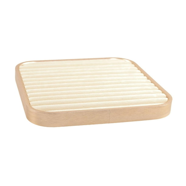 Bandeja organizadora de joyas de terciopelo, resistente y ligera, para exhibir joyas. Beige cuadrado