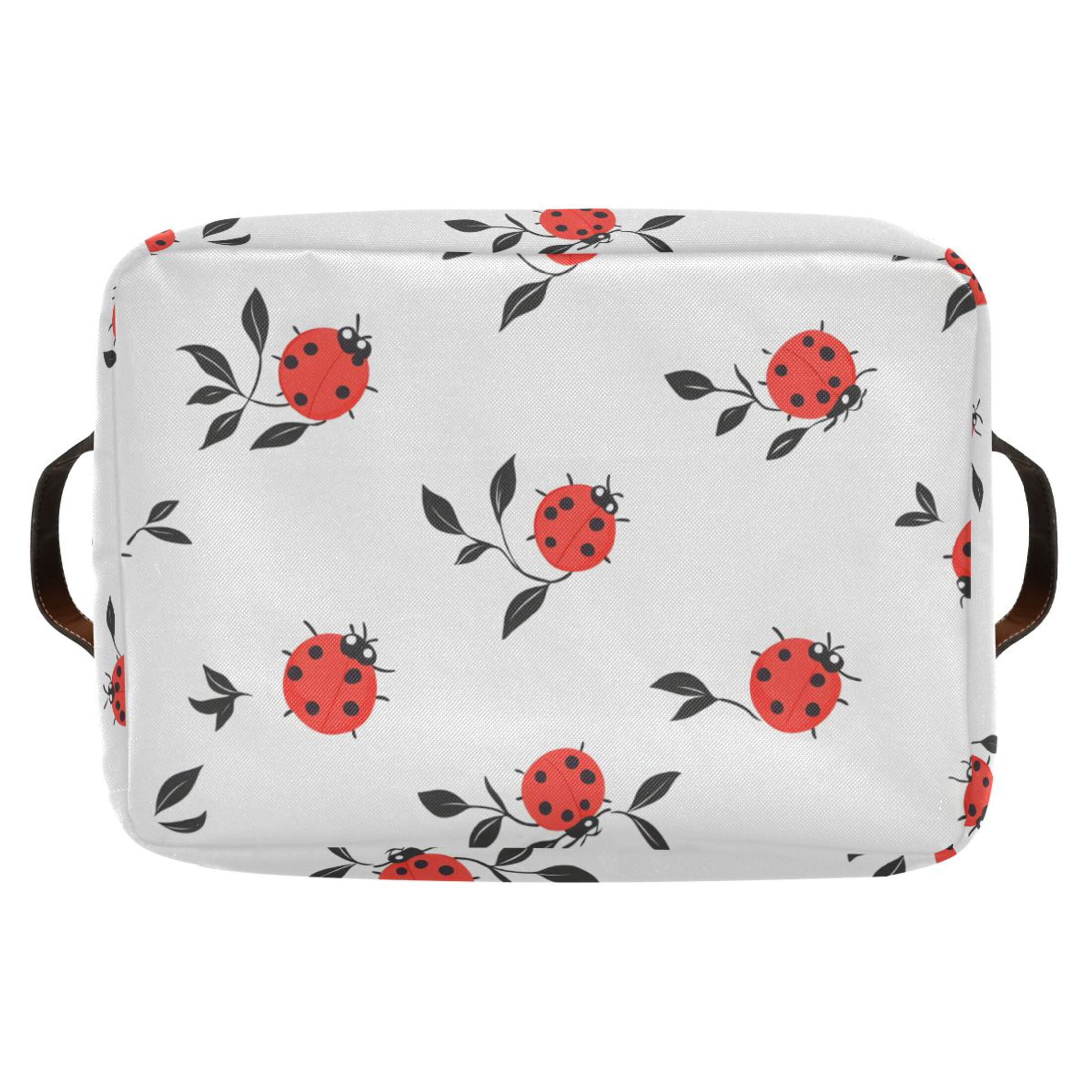 Ryvnso Ladybugs Leaves Storage Basket Large Bin Foldable Boxes Toys Organizer 14.2x10.2x8.3in 2 PCs