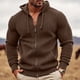 thumbnail image 1 of Dolkfu Sudadera con capucha de cremallera completa para hombre, sudadera de waffle de color sólido, tops jacquard para hombres M, 1 of 3