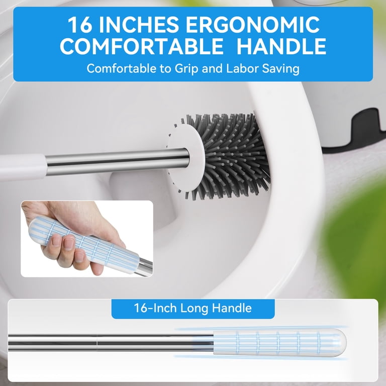 Fuvuan Toilet Bowl Brush and Holder Set, White photo 3