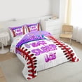 thumbnail image 3 of Feelyou Dreamy Birthday Cake Bedding Comforter Set, Cartoon Baseball Stripes Twin Comforter Sets, Eat Sleep Sport Reversible Bedding Set, Luxury Bedroom Decor, 2pcs, 3 of 8