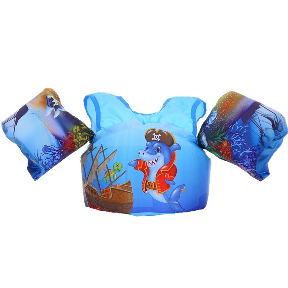 Techcity Toddler Life Jacket Kids Learn to Swim Safty Aid Baby Arm Floaties Kids Life Vest 30-55 lbs Blue Unicorn 