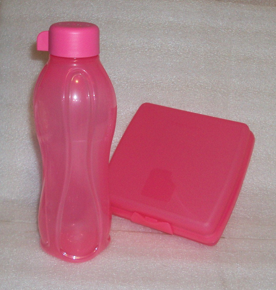 Tupperware Neon Pink Lunch Set Sandwich Keeper Ideal Snack Bowl 16oz Tumbler New 