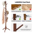 thumbnail image 5 of Coat Rack, Oxkers Coat Rack Stand Wood, Super Easy Assembly NO Tools Required, Free Standing Coat Rack with 8 Hooks, Tripod Base, Coat Hanger Stand for Home Office Hall Entryway, 5 of 10