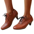 thumbnail image 5 of Women's Mary Jane Pumps Chunky Block Shoes Adorable Vintage Shoes Unique Round Toe Lace Up, 5 of 8