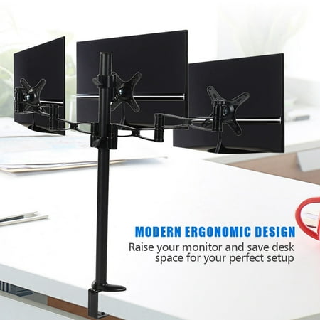 Rotating Monitor Stand WALFRONT Triple Monitors Desk Mount Stand Mount 360 Rotation Fits 3 Screens 10 to 27 Aluminium Alloy,Monitor Stand, 3 Monitor Stand 360 ()