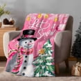 thumbnail image 2 of Let Snow Words on Pink Throw Blanket Flannel Fleece Throws, Cute Winter Snowman Xmas Balls Lightweight Super Soft Warm Blankets for Couch Sofa Bed All Season Use, 40x50 in, 2 of 9