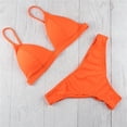 thumbnail image 3 of Conjuntos de bikini Prolriy para mujer, traje de baño liso de dos piezas con realce, acolchado, tankinis, color naranja, talla L, 3 of 3