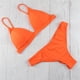 thumbnail image 3 of Conjuntos de bikini Prolriy para mujer, traje de baño liso de dos piezas con realce, acolchado, tankinis, color naranja, talla L, 3 of 3