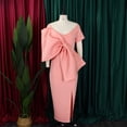 thumbnail image 3 of AURA Plus Size Women Sexy V Neck Big Bow High Waist Split Maxi Party Dress Elegant Bodycon Evening Gown, 3 of 8