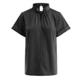 thumbnail image 6 of vigerkar Women's Dressy Business Casual Blouses Short Sleeve Tops Summer Outfits Pleated Work Shirts (Black, XL), 6 of 7