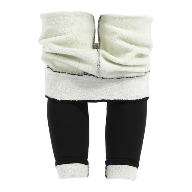 Leggings de forro polar negro Fixget para mujer, con bolsillos laterales y forro polar L
