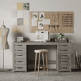 thumbnail image 6 of 60" Farmhouse Home Office Desk with 10 Wooden Drawers,Grey, 6 of 7