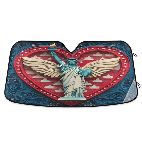 Yayeee Car Windshield Sun Shade Universal Fit Front Visor Protector, Statue of Liberty Pattern