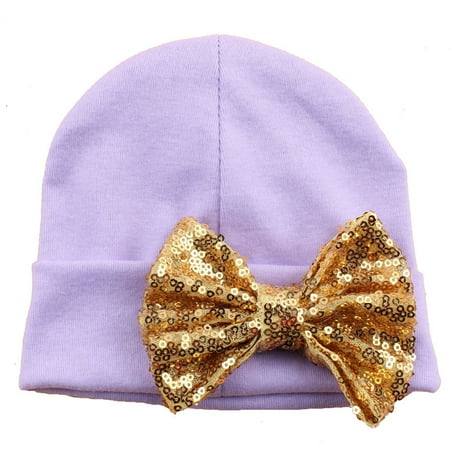 Baby Hat Aniwon Knot Bowknot Sequins Winter Warm Soft Wool Cute