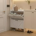 thumbnail image 6 of MXSUNH Shoe Storage Cabinet with 2 Flip Drawers, Large Shoe Organizer Cabinet Hidden Rack Cabinet for Entryway with Wooden Legs,White, 6 of 6
