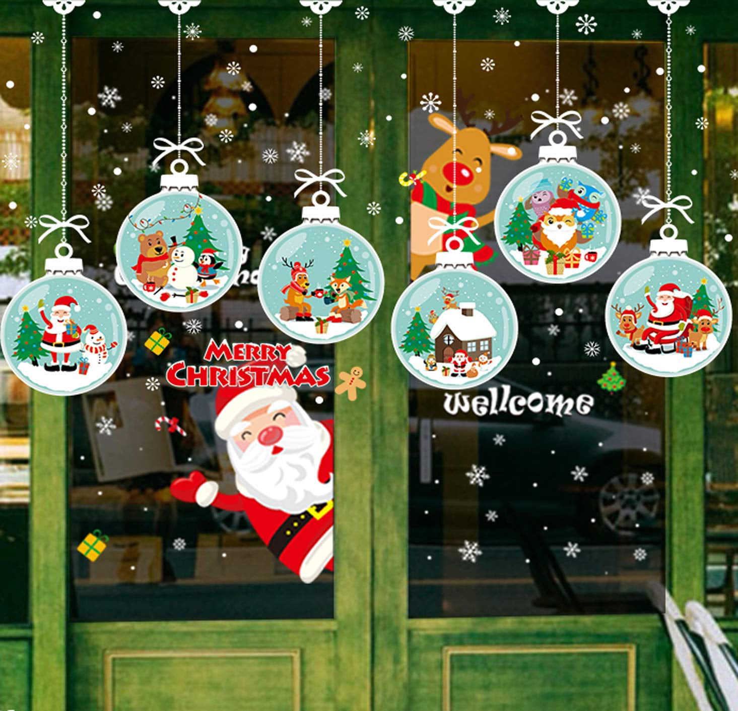 Details about   25 Christmas Winter Decoration Decor Window Sticker Gel Cling Santa Snowflake 