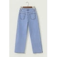 thumbnail image 6 of I AM A FASHION JUNKY Beau Blue Contrast Stripe Frayed Side Panel Patchwork Shift Jeans, 6 of 11