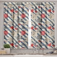 thumbnail image 2 of Ambesonne Nautical Valance & Curtain, Grunge Wheel Heart, 55"x30", Beige Red Blue, 2 of 7