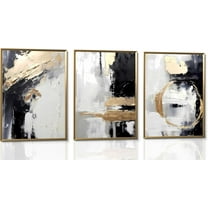 Black White Gold Canvas Wall Art Abstract Geometric Textured Posters Prints Pictures Paintings with Faux Stucco Finish Modern Beige Minimalist Wall Decor for Living Room Bedroom Bathroom