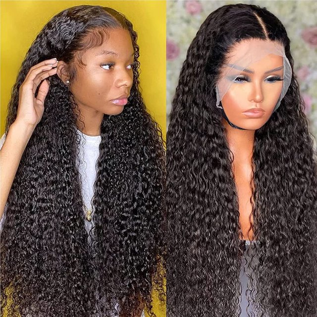 Siyun Show Pelucas Delanteras De Encaje Rizado Cabello Humano Pre Arrancado Con Pelo De Bebé 180 Densidad 13X4 Hd Encaje Frente Pelucas Para Mujeres Negras Cabello Humano Sin Pegamento Onda Profunda E