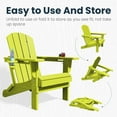 thumbnail image 5 of JUSTLET Folding Adirondack Chair set of 2, All-Weather Fire Pit Chairs, HDPE Adirondack Chairs with 2 Cup Holder, Outdoor Lawn Chair for Patio Garden, Apple Green, 5 of 9
