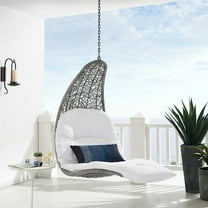 Modway Landscape Hanging Chaise Lounge Outdoor Patio Swing Chair in Light Gray White