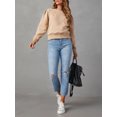 thumbnail image 5 of Arvbitana Women's Loose Fleece Sweatshirt Solid Color Long Sleeve Lightweight Pullovers Fall Winter Casual Tops Streetwear, 5 of 7