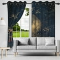 thumbnail image 3 of PBOBRIICH Dark Blue Curtains,Gold Moon and Crane Pattern Window Curtains for Living Room Bedroom Kitchen 2 Panels,42x84 Inch, 3 of 6
