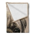 thumbnail image 2 of Pug Soft Flannel Fleece Blanket, Detailed Portrait Drawing of a Dog Realistic Design of the Pet Animal Digital Art, Cozy Plush for Indoor and Outdoor Use, 50" x 70", Tan Pale Brown, by Ambesonne, 2 of 5
