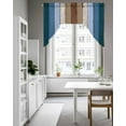 thumbnail image 4 of Blue Brown Kitchen Curtains Swag Valance for Windows/Bathroom/Cafe, Farmhouse Wood Grain Vintage Vertical Striped Rod Pocket Drape Panel Swag Curtains Valance for Bedroom/Living Room 56"x36", 4 of 6