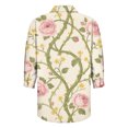 thumbnail image 5 of QASIEATN Women's Cotton Linen 3/4 Sleeve Shirt Top Summer Casual Cute Lapel Loose Comfy Blouses, 5 of 5