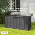 thumbnail image 3 of 85 Gallon Outdoor Storage Box, Resin Waterproof UV-Resistant Deck Box, Reinforced Stability for Patio, Garden, and Poolside, Striped Black, 3 of 3