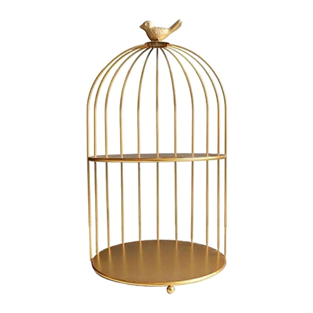 Matsuzay Las barras metálicas metálicas componen el soporte cosmético del almacenamiento de la jaula de pájaros Decoración del hogar modelo de hierro 2 capas