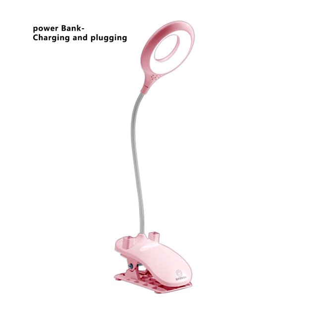 Lámpara de mesa Luz de lectura LED flexible de 6 W Luz de clip de protección ocular, Carga para teléfono, Carga y dirección de energía, Rosa kenally HA005011-05B