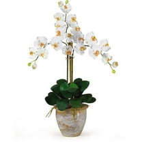 Nearly Natural Triple Phalaenopsis Silk Orchid Flower Arrangement, Cream