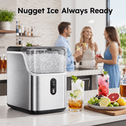 Friwest Nugget Ice Maker Countertop, Portable Pebble Ice Machine with Self-Cleaning, Soft Chewable Ice Maker for Home Kitchen Office RV