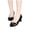 Black, variant on hoksml Women's Bow Accent Block Heel Pumps, Round Toe PU Leather Dress Shoes for Work Party Wear Black Beige White