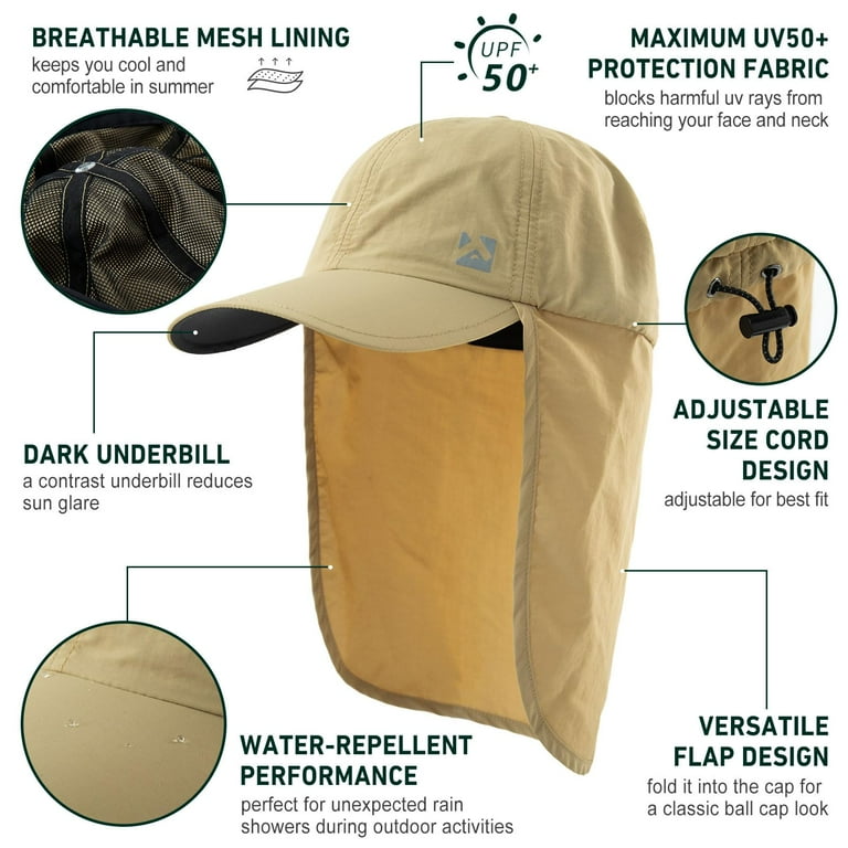 TOP-EX XL/XXL Waterproof Baseball Cap Men with Neck Flap UV