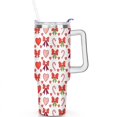 thumbnail image 2 of Merry Christmas 40 OZ Travel Mug with Handle Rust Resistant Tumbler Cup Bows, Cane Candy, Striped Hearts, Red, White Thermal Insulated Coffee Mug for Home Office Supplies Tumbler for Daughter Son, 2 of 6