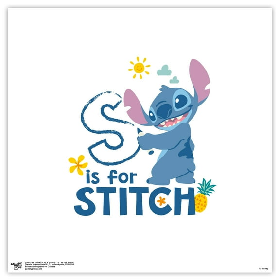 Gallery Pops Disney Lilo & Stitch - "S" Is For Stitch Wall Art, Unframed Version, 12" x 12"