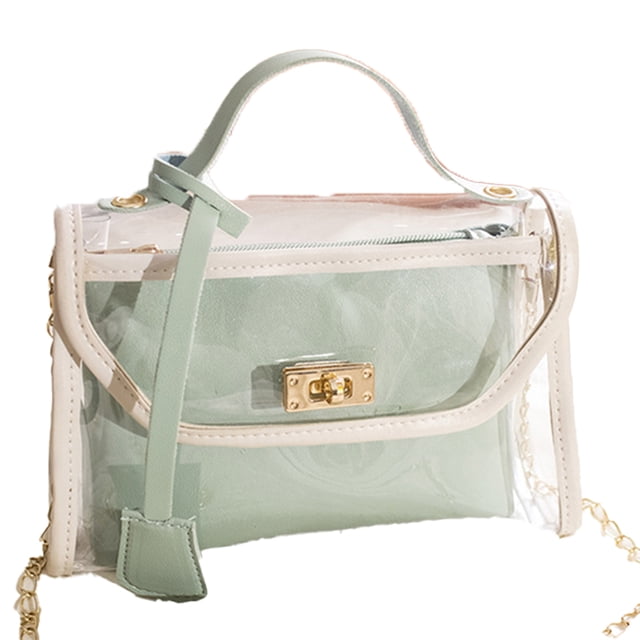 Bolso bandolera transparente, bolso bandolera 2 en 1 verde