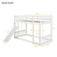 thumbnail image 7 of Twin over Twin Floor Bunk Bed with Climbing Ramp and Ladder, Low Profile Playhouse Bunk Bed with Safety Guardrails for Bedrooms, Space Saving Bunk Bed Frame, White, 7 of 7