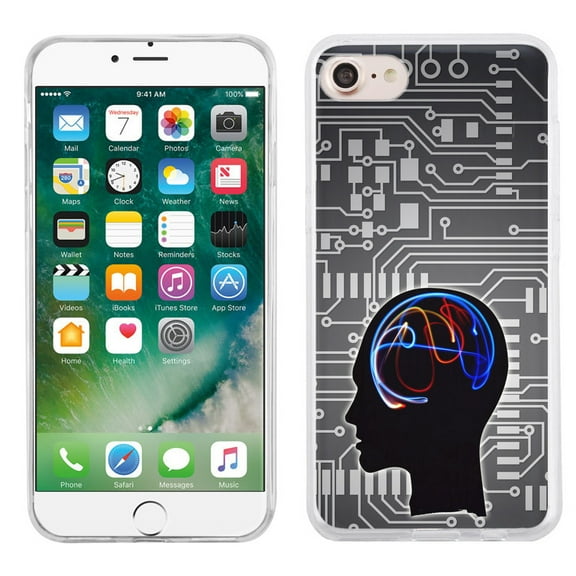 Slim-Fit case for Apple iPhone 8, OneToughShield ® TPU Gel Protector Phone Case - Electric Brain