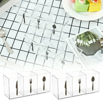 Clear Acrylic Silverware & Pen Organizer Caddy Transparent Plastic Silverware Holder Perfect for Office Bedroom and Bathroom Storage Exquisite 3 Section Tableware Storage Box