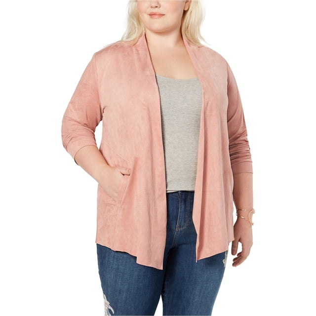 Style & Co. Womens Faux-Suede Jacket, Pink, Plus Size, 2X
